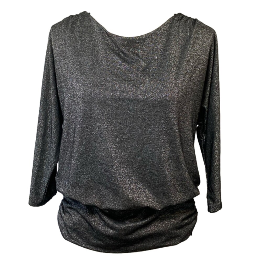 White House Black Market Metallic Black Shimmer Blouse